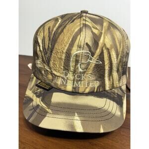 Vintage 80s 90s Camo Ducks Unlimited Hat Cap Fitted Size Medium Gore Tex